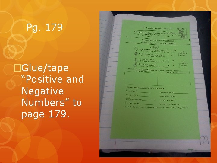 Pg. 179 �Glue/tape “Positive and Negative Numbers” to page 179. 