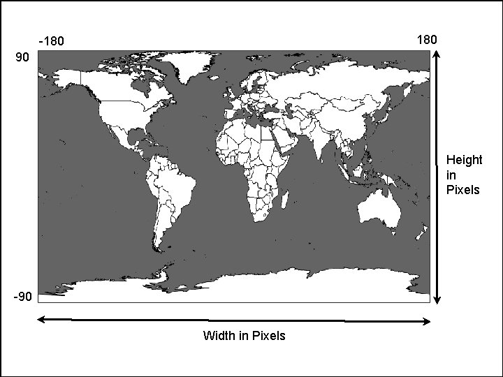 180 -180 90 Height in Pixels -90 Width in Pixels 