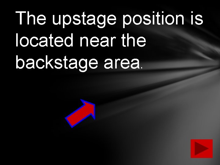 The upstage position is located near the backstage area. e to s o l