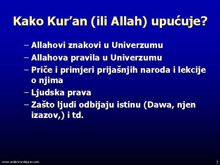 Kako Kur’an (ili Allah) upućuje? – Allahovi znakovi u Univerzumu – Allahova pravila u