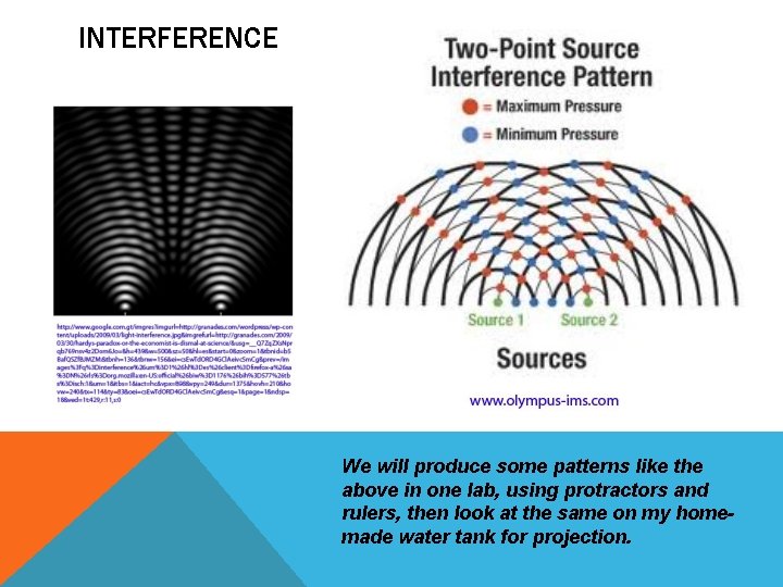 INTERFERENCE We will produce some patterns like the above in one lab, using protractors