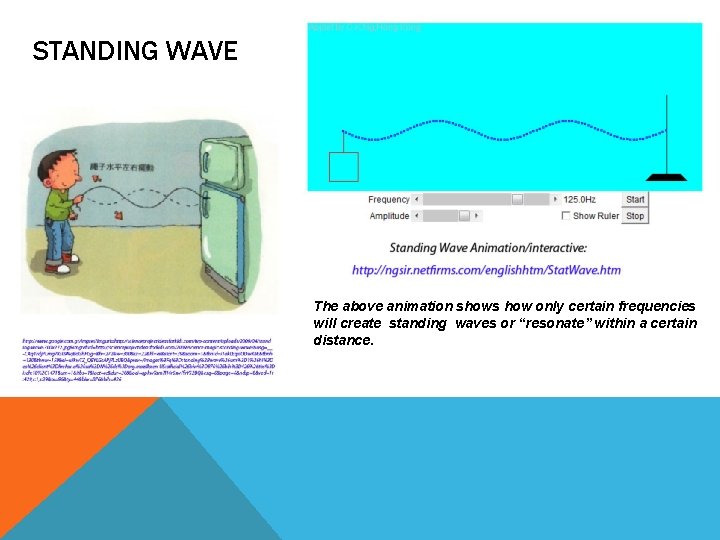 STANDING WAVE The above animation shows how only certain frequencies will create standing waves