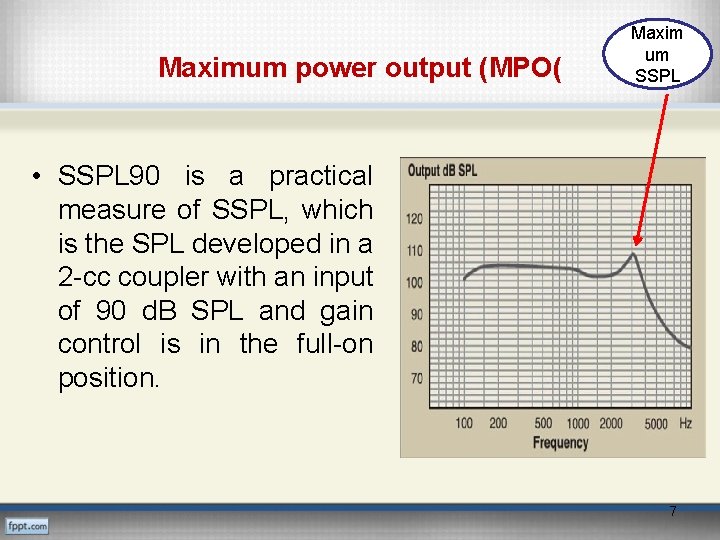 Maximum power output (MPO( Maxim um SSPL • SSPL 90 is a practical measure