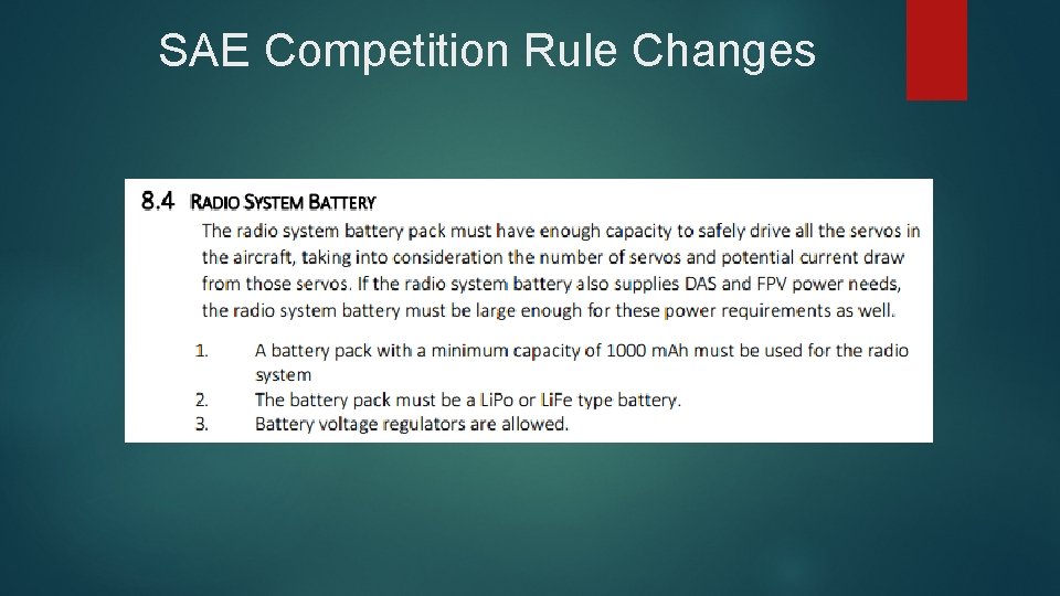 SAE Competition Rule Changes SAE Competition Rule Changes