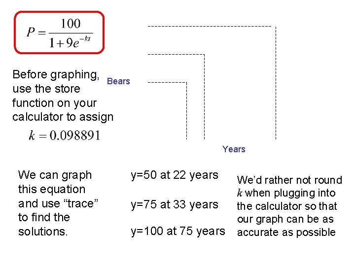 Before graphing, Bears use the store function on your calculator to assign Years We Before graphing, Bears use the store function on your calculator to assign Years We