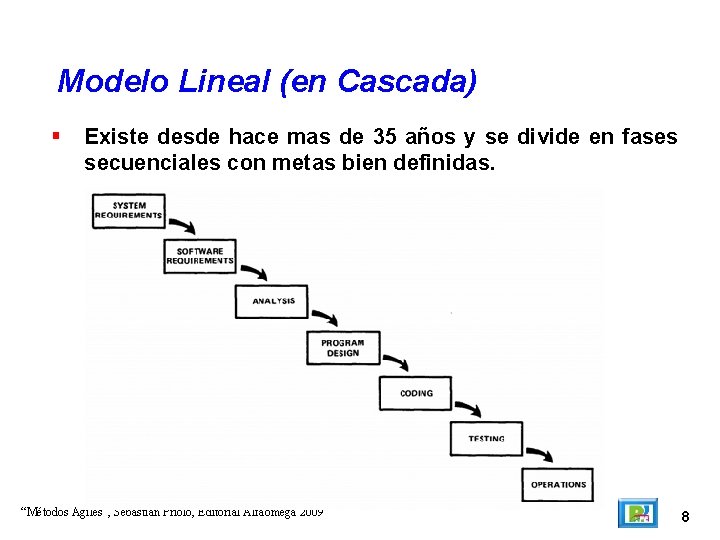 Modelo Lineal (en Cascada) Existe desde hace mas de 35 años y se divide