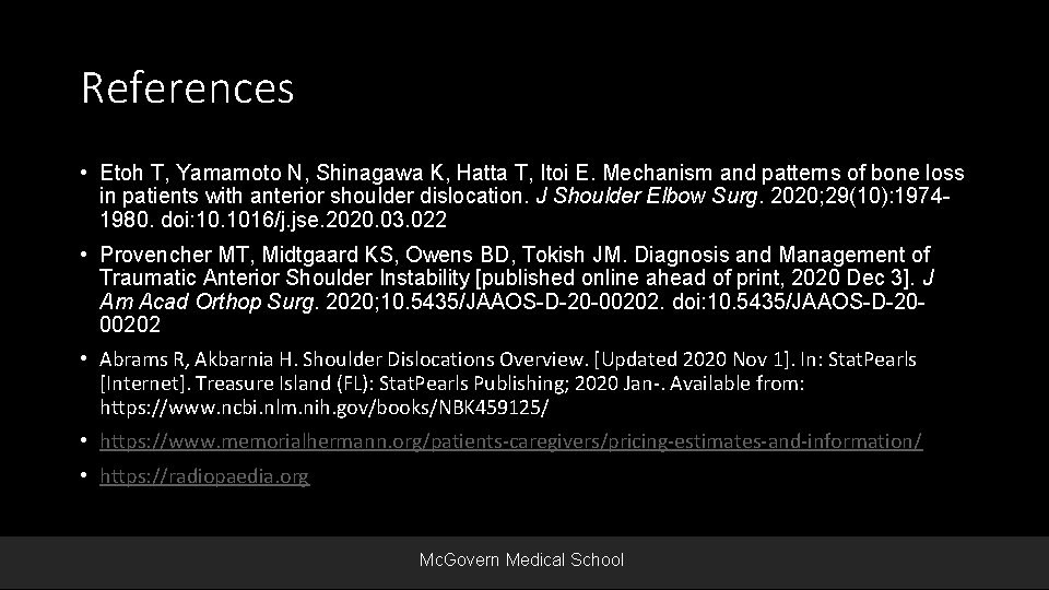 References • Etoh T, Yamamoto N, Shinagawa K, Hatta T, Itoi E. Mechanism and