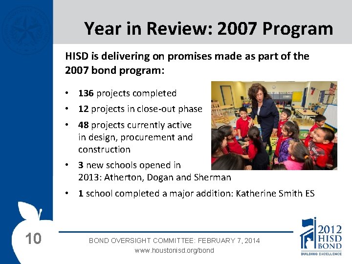 Year in Review: 2007 Program HISD is delivering on promises made as part of