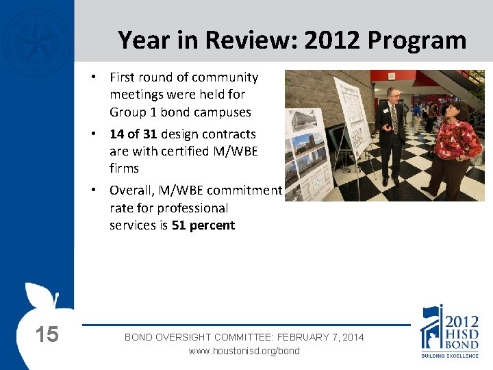 Year in Review: 2012 Program • First round of community meetings were held for