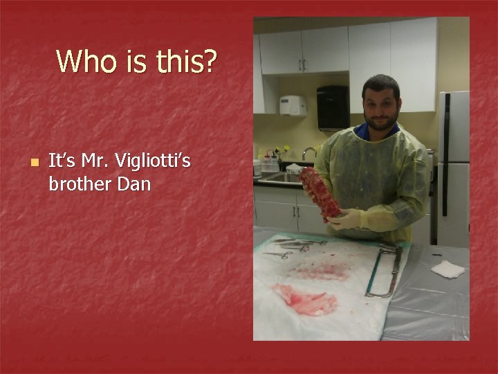 Who is this? n It’s Mr. Vigliotti’s brother Dan 