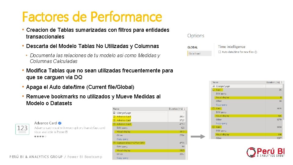 Factores de Performance • Creacion de Tablas sumarizadas con filtros para entidades transaccionales • Factores de Performance • Creacion de Tablas sumarizadas con filtros para entidades transaccionales •