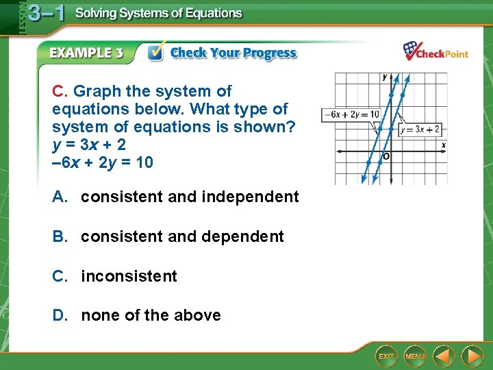 C. Graph the system of equations below. What type of system of equations is