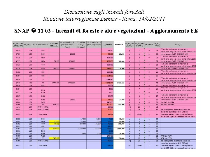Discussione sugli incendi forestali Riunione interregionale Inemar - Roma, 14/02/2011 SNAP 11 03 -
