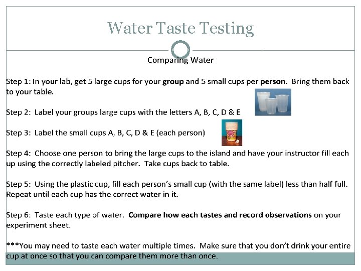 Water Taste Testing 
