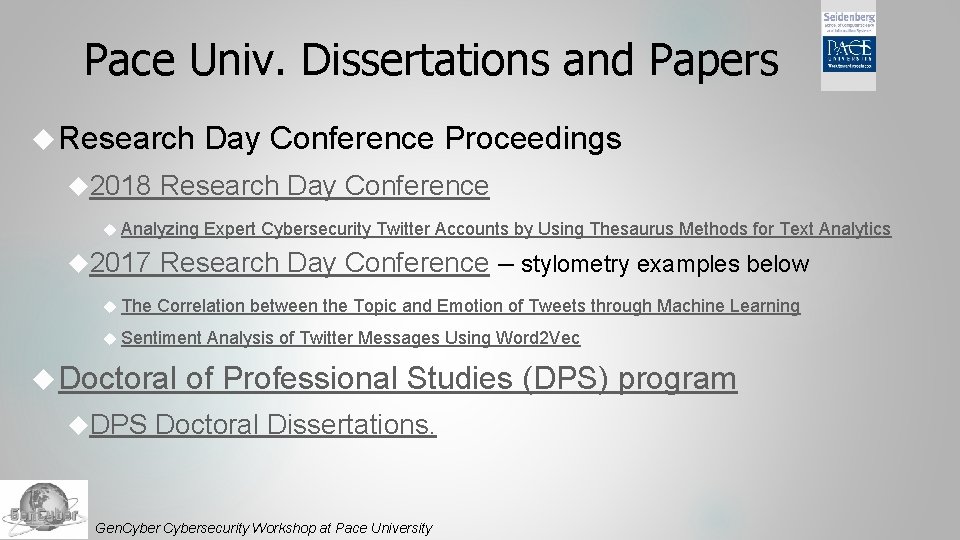 Pace Univ. Dissertations and Papers Research 2018 Research Day Conference Analyzing 2017 The Expert