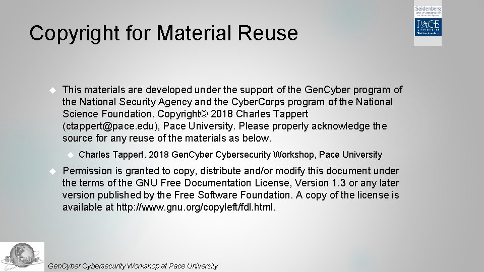 Copyright for Material Reuse This materials are developed under the support of the Gen.