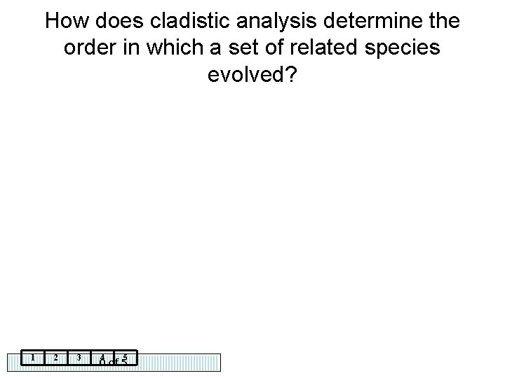 How does cladistic analysis determine the order in which a set of related species