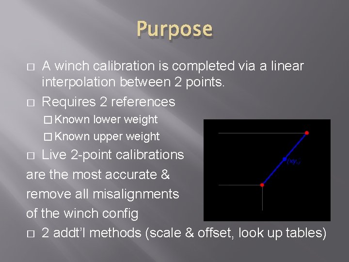 Purpose � � A winch calibration is completed via a linear interpolation between 2