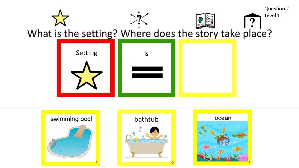 Question 2 Level 1 Setting is bathtub 2 2 2 