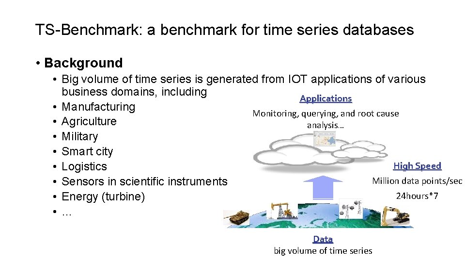 TS-Benchmark: a benchmark for time series databases • Background • Big volume of time TS-Benchmark: a benchmark for time series databases • Background • Big volume of time