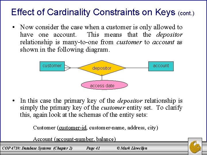 Effect of Cardinality Constraints on Keys (cont. ) • Now consider the case when