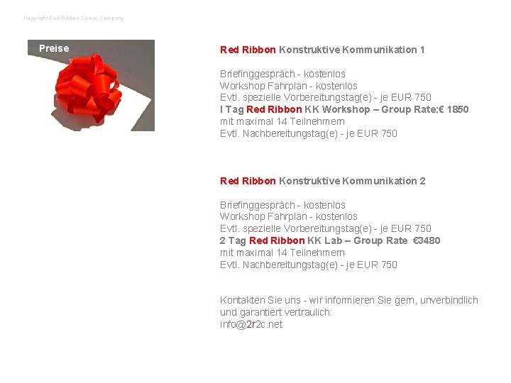 Copyright Red Ribbon Career Company Preise Red Ribbon Konstruktive Kommunikation 1 Briefinggespräch - kostenlos