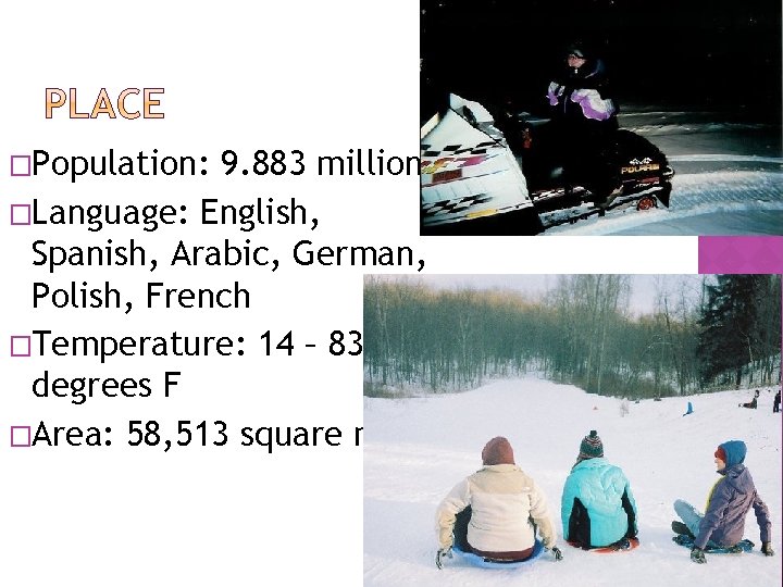�Population: 9. 883 million �Language: English, Spanish, Arabic, German, Polish, French �Temperature: 14 –