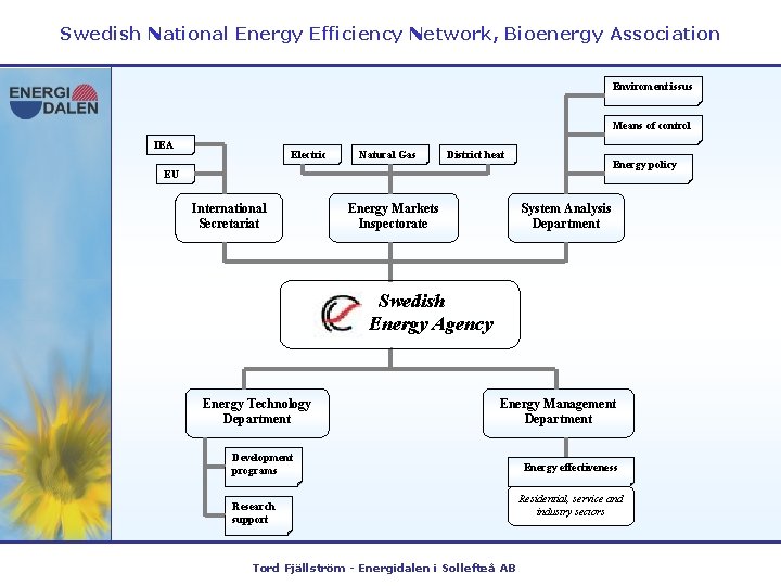 Swedish National Energy Efficiency Network, Bioenergy Association Enviroment issus Means of control IEA Electric