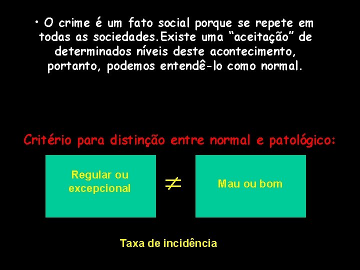 • O crime é um fato social porque se repete em todas as