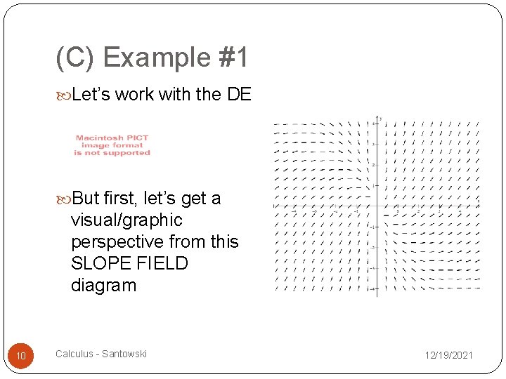 (C) Example #1 Let’s work with the DE But first, let’s get a visual/graphic