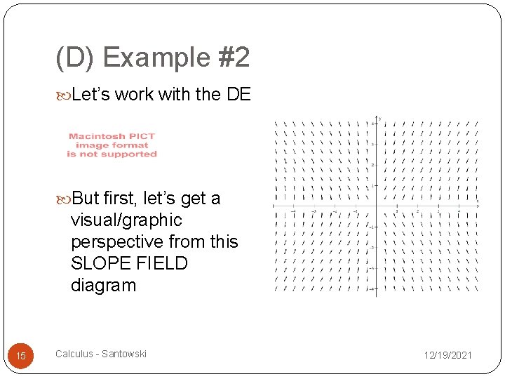 (D) Example #2 Let’s work with the DE But first, let’s get a visual/graphic