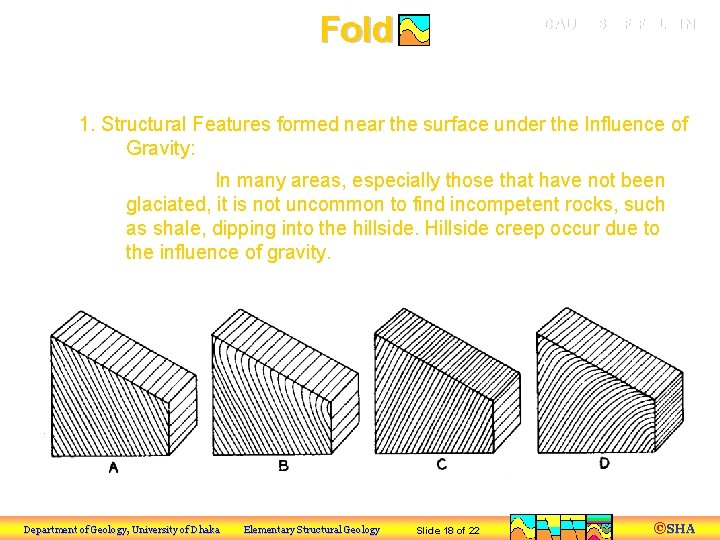 Fold CAUSES OF FOLDING b) Non-Tectonic Processes 1. Structural Features formed near the surface