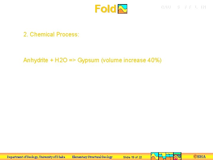 Fold CAUSES OF FOLDING b) Non-Tectonic Processes 2. Chemical Process: Solution of a chemically