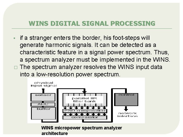 WINS DIGITAL SIGNAL PROCESSING § � if a stranger enters the border, his foot-steps