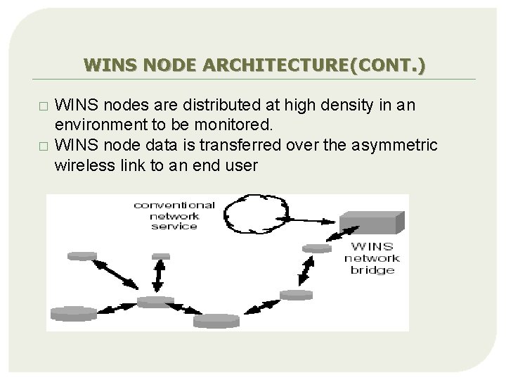 WINS NODE ARCHITECTURE(CONT. ) � � WINS nodes are distributed at high density in