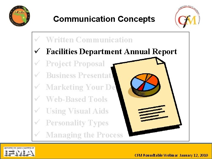 Communication Concepts ü ü ü ü ü Written Communication Facilities Department Annual Report Project