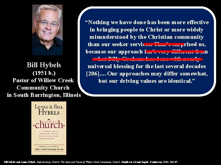Bill Hybels (1951 b. ) Pastor of Willow Creek Community Church in South Barrington,