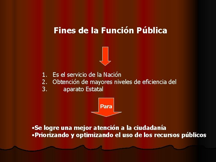 Fines de la Función Pública 1. Es el servicio de la Nación 2. Obtención