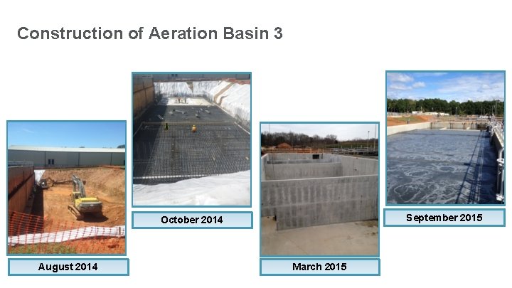 Construction of Aeration Basin 3 September 2015 October 2014 August 2014 March 2015 