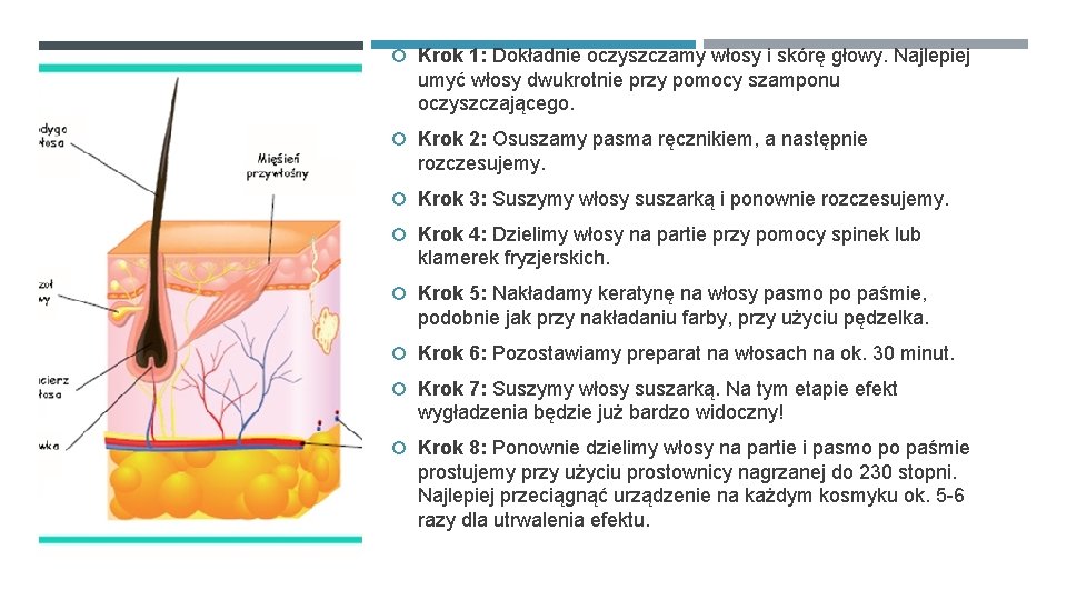  Krok 1: Dokładnie oczyszczamy włosy i skórę głowy. Najlepiej umyć włosy dwukrotnie przy