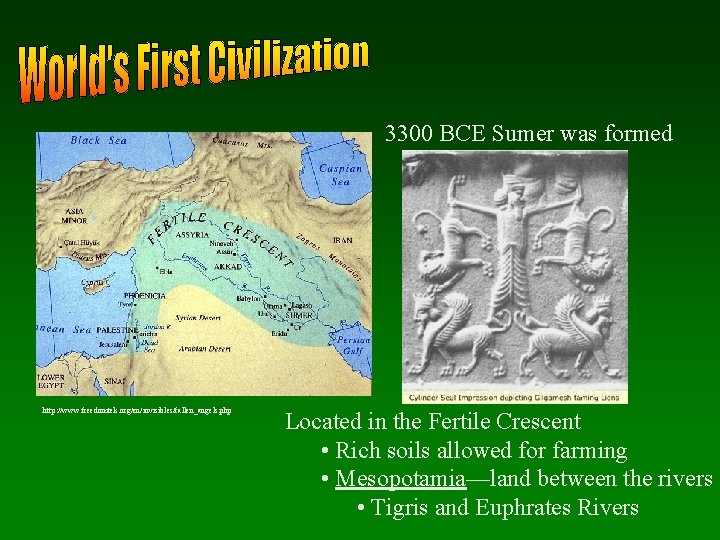 3300 BCE Sumer was formed http: //realhistoryww. com/world_history/ancient/Sumer_Iraq_1 a. htm http: //www. freedomtek. org/en/invisibles/fallen_angels.