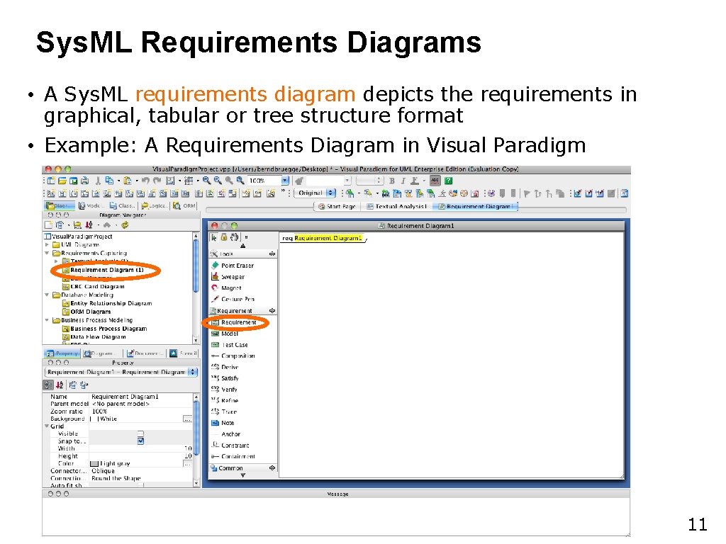 Sys. ML Requirements Diagrams • A Sys. ML requirements diagram depicts the requirements in