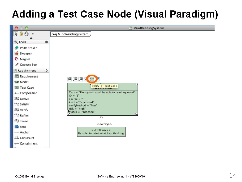 Adding a Test Case Node (Visual Paradigm) © 2009 Bernd Bruegge Software Engineering I