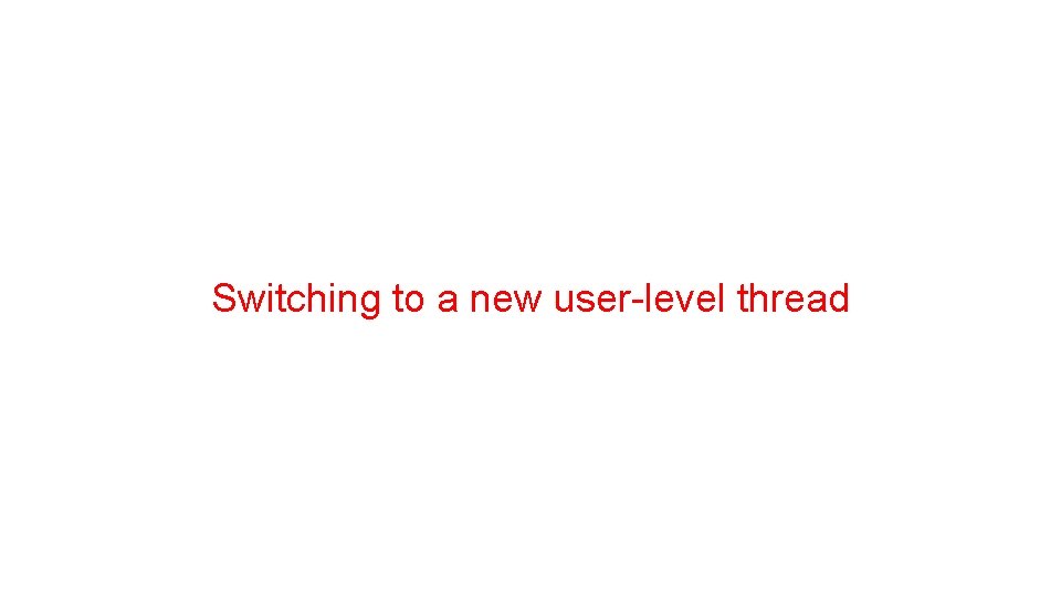 Switching to a new user-level thread Switching to a new user-level thread