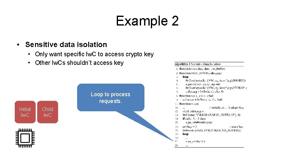 Example 2 • Sensitive data isolation • Only want specific lw. C to access Example 2 • Sensitive data isolation • Only want specific lw. C to access