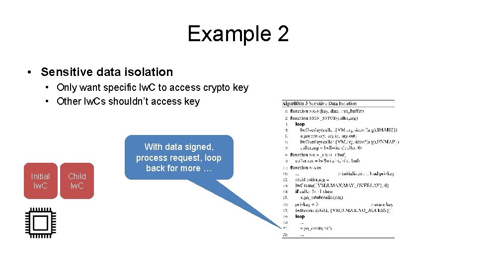 Example 2 • Sensitive data isolation • Only want specific lw. C to access Example 2 • Sensitive data isolation • Only want specific lw. C to access