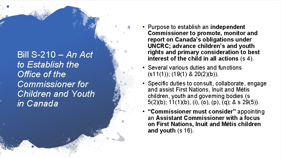 Bill S-210 – An Act to Establish the Office of the Commissioner for Children