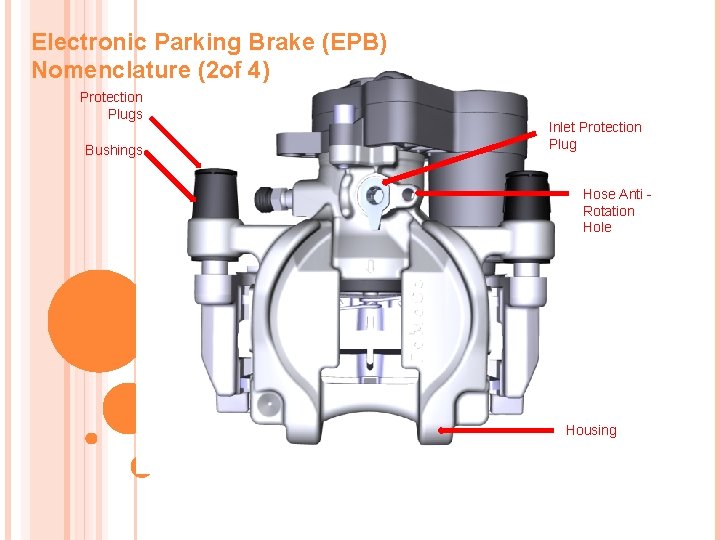 Electronic Parking Brake (EPB) Nomenclature (2 of 4) Protection Plugs Bushings Inlet Protection Plug