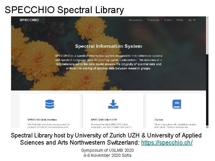 SPECCHIO Spectral Library host by University of Zurich UZH & University of Applied Sciences