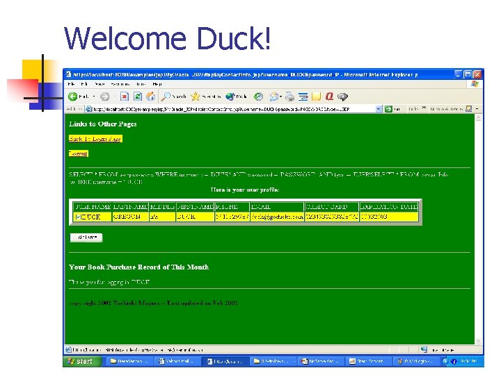 Welcome Duck! Welcome Duck!